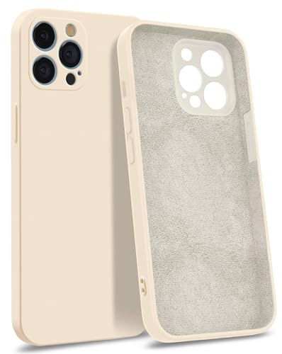 MyGadget Custodia per iPhone 13 Pro Max [Quadrupla Protezione] - Case in Silicone Rigido con Fodera in Microfibra - Cover Beige