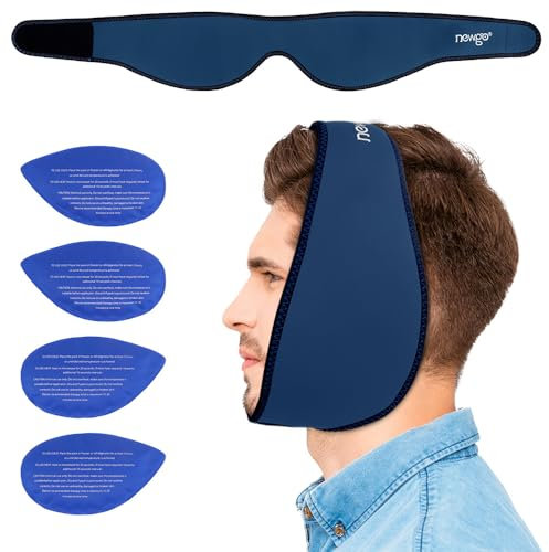 NEWGO Weisheitszahn Kühlkompresse Kühlpads für Weisheitszähne op Kühlkissen Gesicht Nach Zahn op Kalt Warm Kompresse, 4 Stück (Dunkelblau)