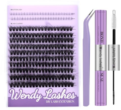 Kit Extensions de Cils avec Supérieurs et Inférieurs Effet 3D 0.07mm 40D Cils Individuels MIx10-16mm Faux Cils Individuel Cluster Lashes DIY Lash Extension Kit avec Lash Bond and Seal