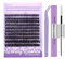 Kit Extensions de Cils avec Supérieurs et Inférieurs Effet 3D 0.07mm 40D Cils Individuels MIx10-16mm Faux Cils Individuel Cluster Lashes DIY Lash Extension Kit avec Lash Bond and Seal