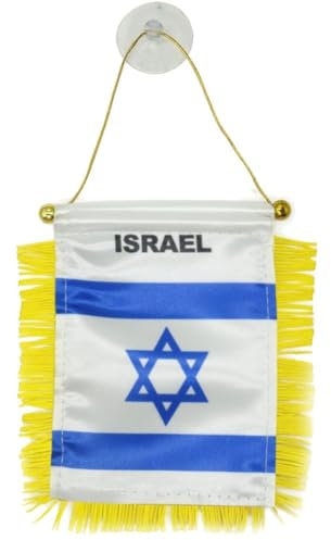 Lpitoy Mini Bannière D'israël, Mini Bannières De Fanion Juif De Drapeau Israélien avec Cintre À Ventouse