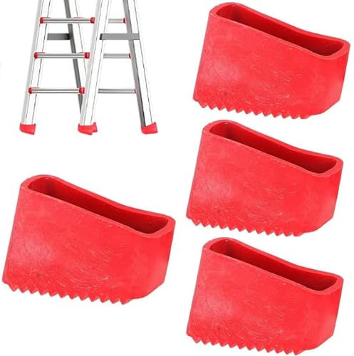 IUSOT 4 Stück Leiterfüße 50 x 20 mm (Rot), Gummifüße für Leitern, Hochwertige Gummi Leiterfüße, Fußkappen/Schutzkappen für Leitern, Universal Ersatzfußabdeckungen für Leiter Füße