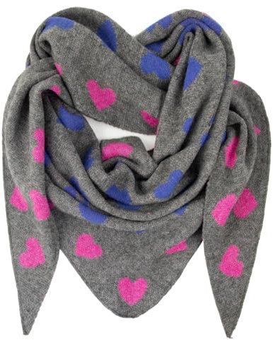 Glamexx24 Damen Winterschal Dreiecksform: Liebe Muster Halstuch Trend XXL Sehr Weicher Schal