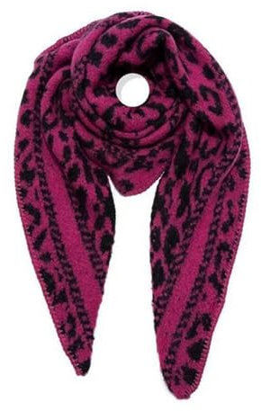 ADEL Dreieckstuch Trendiger & Hochwertiger Leopard Muster Schal, Wärmer Winterzubehör, Stilvoller Winterkomfort aus Italien (Fuschia)