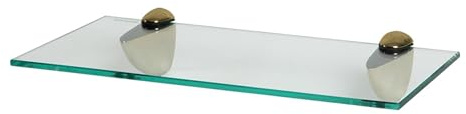 Harbour Housewares Floating Glass Bathroom Shelf - 40cm - Clear/Gold - 1x Wall-Mounted Kitchen Bedroom Shower Room Décor Caddy Towel Storage Organiser Shelving Rack with Brackets