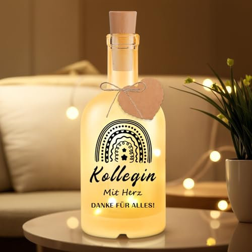 Abschied Kollegin Geschenk Led Flaschenlicht mit Spruch, Leuchtflasche Personalisiert für Abschiedsgeschenk Kollegen, Geschenk für Kollegin Geburtstag Weihnachten, Abschied Kollegin Jobwechsel (CH)