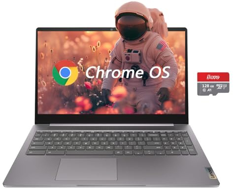 Lenovo Chromebook FHD da 15,6, laptop IdeaPad 3i, Intel Celeron N4500, 4 GB di RAM, 192 GB di memoria (64 GB eMMC + 5ave 128 GB di memoria flash), webcam, HDMI, Bluetooth, Chrome OS, grigio artico