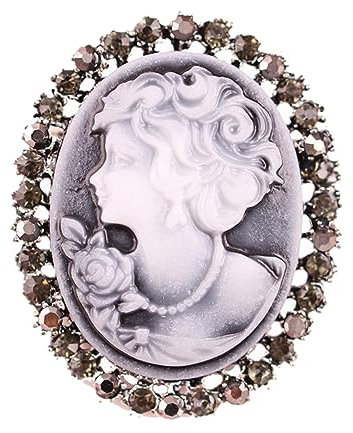 Homoyoyo Vintage Damen Brosche Kamee Mit Kristall Silberfarbene Anstecknadel Elegantes Geschenk Für Frauen Und Mädchen Zu Hochzeit Party Und Besonderen Anlässen