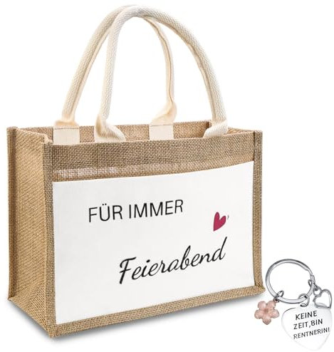 NCTNCX Rente Geschenke, Jutetasche, Jute Shopper, Geschenkset zur Rente zum Abschied als Abschiedsgeschenk, Geschenk für Damen Geschenke für Mama Muttertagsgeschenk (Jute)