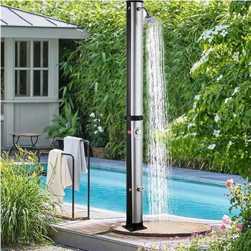 20 l solarbeheizte Gartendusche, Pool- und Außendusche, Solardusche for den Außenbereich mit Warm- und Kaltwassereinstellung, 360 ° drehbarem Duschkopf und Fußhahn, for den Strand im Hinterhof am Pool