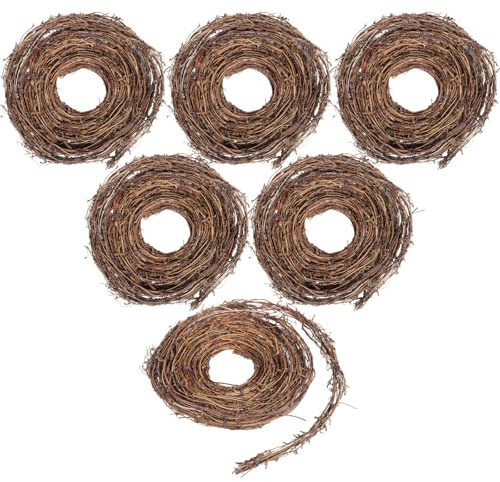 6 enredaderas de vid natural, rollos de guirnalda rústica de 15 pies para manualidades, coronas, jarrones y decoración de puertas