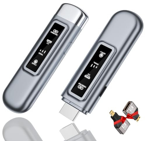 HDMI Wireless Transmitter und Receiver, Hdmi Funkübertragung 4k Decoding 1080P@60Hz Output HD Video/Image Transmitter mit Statusanzeige für TV Box/Kamera/PC/Projektor, Low Latency (165ft)