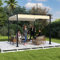 UISEBRT Gazebo in pergola, 3 x 3 m, con robusto telaio in acciaio e tetto apribile di alta qualità in poliestere rivestito in PA, tetto autoportante, ideale per esterni (beige)