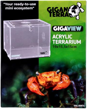 GIGANTERRA Easy Assemble Acrylic Clear 19 x 15.5 x 15cm Terrarium For Reptiles, Amphibians with Ventilation