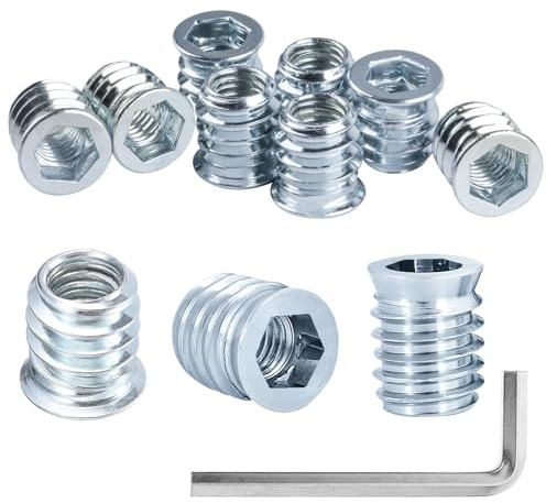 80 Stück Einschraubmutter M8 x 15mm, Gewindeeinsatz Holz, Gewindehülsen, Einschraubmuttern Holz, Gewindeeinsätze, Einschraubmuffen, Innensechskant Gewindebuchse Einschraubhülse für Holzmöbel