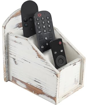 ZoeQide Fernbedienung Halterung Holz Weiß, Organizer Box mit 3 Fächern | Drei Fächer für Fernbedienungen, Smartphone und Brille, kompakte Holzbox in Weiß für Wohnzimmer, Büro oder Schlafzimmer