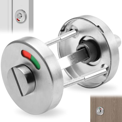 SKJJM Juego de Rosetas para Inodoro con Indicador de Recibo, Acero Inoxidable, Cerradura de Puerta de Inodoro de Acero Inoxidable con Indicador Rojo y Verde, para Puertas de Baño