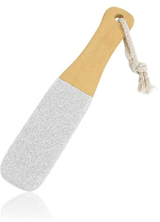 Foot Scrubber with Wooden Handle, Foot File and Pumice Stone, White | Foot File and Pumice Stone with Ergonomic Wooden Handle for Dead Skin Removal, Calluses and Cracked Heels