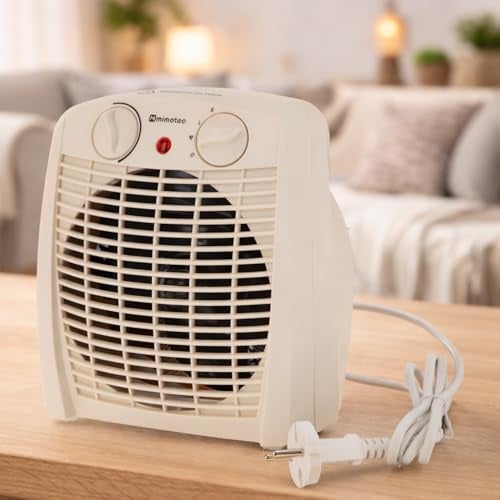 M Mimotec – Termoventilatore elettrico White Comfort 2000W Mimotec, riscaldamento portatile da pavimento, doppia potenza 1000/2000W, bassa rumorosità <53 dB, IP20, per ambienti fino a 20 m²