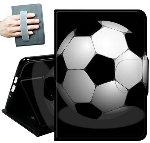 Case for iPad Pro 11 (M4/M5) 2024/2025,with Hand Straps and Auto Wake/Sleep Leather Slim Multiple Angles Stand Smart Cover for iPad 11 Inch 2025 2024,Black White Football
