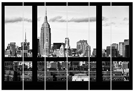 Bilderwelten Schiebegardinen Fensterblick New York Skyline - Ohne Aufhängung 6X 250x60cm