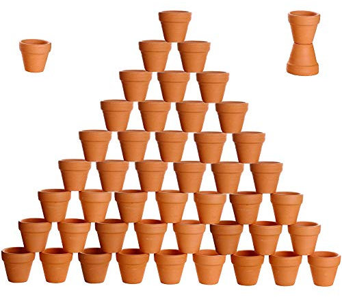 BESTTOYHOME 48 mini vasi in terracotta da 5,1 cm, in ceramica, per cactus, piante grasse, vivai, artigianato, bomboniere