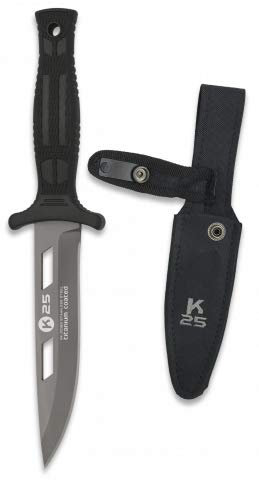 Coltello botero K25 Black Coated lama 12,4 cm per caccia, pesca, campeggio, outdoor, sopravvivenza e Bushcraft K25 32193 + portabottiglie in omaggio
