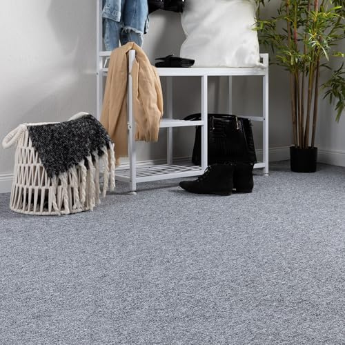 Steffensmeier Teppichboden Meddon Meterware | Auslegware für Kinderzimmer Wohnzimmer Schlafzimmer | Grau, Größe: 200x700 cm