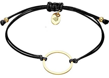 Max Palmer Armband mit Ring Anhänger [04.] - Band: schwarz | Anhänger: Gold