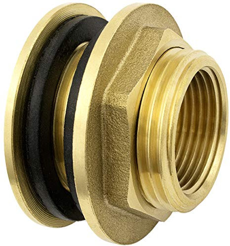 SHYNE Premium 1/2 Zoll Regentonnendurchführung aus Messing + 2X Gummidichtungen für Wasserhahn, Zapfhahn an Fass, Regentonne, Tanks rostfrei (2er Pack)