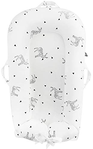 Funda de repuesto para cama de bebé recién nacido, 100% algodón, funda para tumbona, para niños y niñas (se adapta a Dockatot Deluxe+) (Triangle Dear)