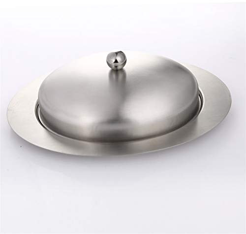 Mantequillera 1 piezas de mantequilla de mantequilla de mantequilla de acero inoxidable contenedor de almacenamiento del servidor elegante con un tapa fácil de mantener la tapa 19.5x13.5x6.8cm(plata)