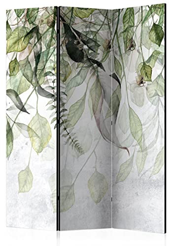 murando Raumteiler Foto Paravent Natur 135x172 cm beidseitig auf Vlies-Leinwand Bedruckt Trennwand Spanische Wand Sichtschutz Raumtrenner Design Botanik Efeu Pflanzen Blätter weiß grün b-C-0873-z-b