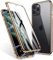 LONYAN kompatibel mit iPhone 11 Pro Hülle, Magnetisch Adsorption Handyhülle Vorder-und Rückseite aus gehärtetem Glas Vollbild-Abdeckung Einteiliges Design (Gold)