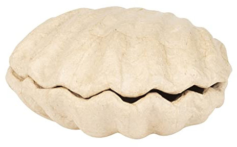 Décopatch BT078C - Schachtel aus Pappmaché, Muschelform 12x12x5cm, für Wohndeko, einfach zum Verzieren, Kartonbraun, 1 Stück