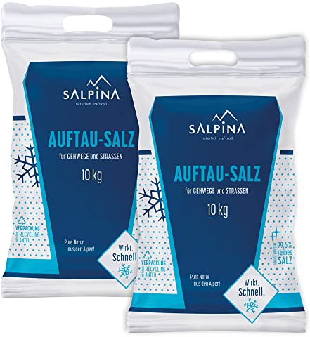 6 x SALPINA Auftausalz 10kg im Sack (60kg) | hochwirksames und schnellwirkendes Streusalz | zum Auftauen von Schnee und Eis | reinstes Siedesalz (99.6% NaCl) | 100% biologisch abbaubar