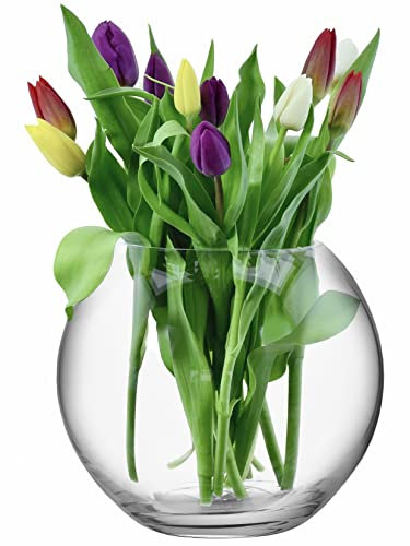 SOLAVIA Medium Vase Round Glass Fish Bowl Container For Flowers 2 litres H18cm D14cm Sphere Home Décor Ideal Home Decoration and Wedding