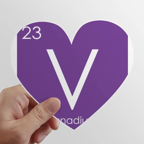 Chemie Elemente Periode Tabelle Ãœbergang Metalle Vanadium V Heart Vinyl Sticker Gepäckaufbewahrung Graffiti Decal