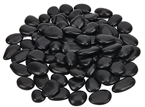 Hisredsun 3.96 lb Black Polished Stones Natural River Pebbles Gravel for Aquarium, Flowerpot, Landscaping, Vase Fillers and Garden Decoration