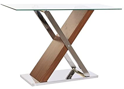 DKD Home Decor Mesa Auxiliar, Acero,Cristal, Estándar