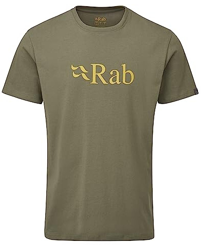 Rab Men’s Stance Logo Tee Breathable Organic Cotton T-Shirt for Trekking, Climbing, & Casual Use - Light Khaki - Medium