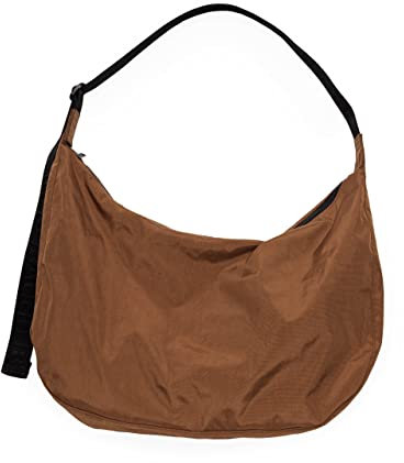 BAGGU Borsa a mezzaluna grande in nylon, Marrone
