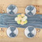 Dusty Blue Seihtuch-Tischläufer und Servietten-Set, Boho-Gaze-Käsetuch, 3 m, Tischläufer mit 12 Servietten, rustikaler faltiger Tischläufer und Servietten für Hochzeit, Abendessen, Tischdekoration