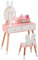 DREAMADE 2 in 1 Kinder Schminktisch mit Hocker und abnehmbarem Spiegel, Kinderschminktisch aus Holz, Prinzessin Frisiertisch Kosmetiktisch mit Schublade für Kinder Mädchen ab 3 Jahren (Weiß)