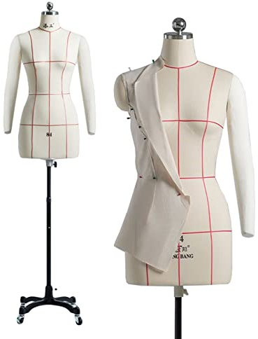 Pinnable Dress Form Plus Size zum Nähen von Kleidung, weiblicher Schaufensterpuppen-Torso mit weichen Armen, Schneiderpuppe auf Rädern, Erwachsene in voller Größe (Color : White, Size : XXL)