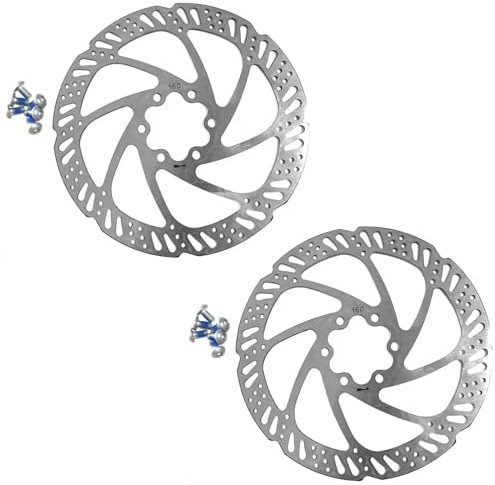 ANBOO Dischi Freno Bicicletta, 2 Pezzi Freno a Disco 160mm, Disco Freno per Freni a 6 fori, Acciaio Inossidabile, con 12 Bulloni