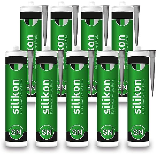 Bau- & Fenster-Silikon 310 ml Kartusche grau, Innen/Aussenbereich, Dichtstoff für Anschluss- und Dehnungsfugen, wasserdicht, UV- und witterungsbeständig (9)