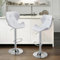 Lot de 2 Tabourets de Bar, Chaises Haut, Hauteur Réglable, Revêtement en PU, Rotatif sur 360°, avec Dossier et Repose-Pieds, Pied Chromé, 49 x 35 x 107-127 cm (Blanc)