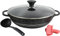 Karahi Non Stick Cooking Alloy Steel Wok Deep Frying Dual Handle Glass Lid with Extra Removable Handle Covers and Spatula Induction Compatible (28cm/5L)