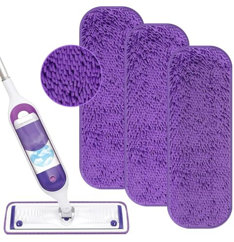 Reusable Power Mop Refill Pads for Swiffer Power Mop Starter Kit - Swifter Powermop Pads Refills - Multi-Surface & Wood Mopping Pad Refil for Floor Cleaning - Washable Microfiber Pad, 3 Pack
